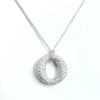 3.21 Carat Round Diamond Pave in 18K White Gold O Shaped Pendant on 16