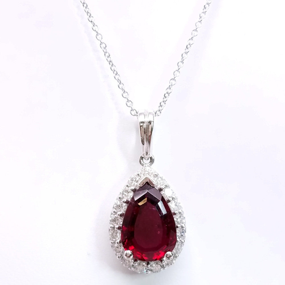 "PEND01532" Rubellite & Diamond Pendant
