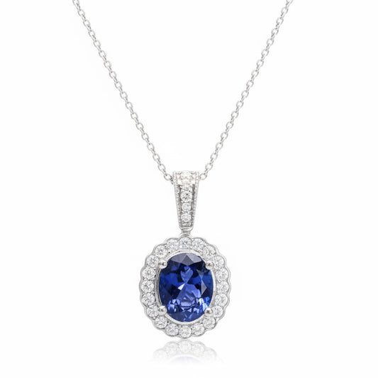 "NECK01030" Rich Royal Tanzanite Diamond Pendant