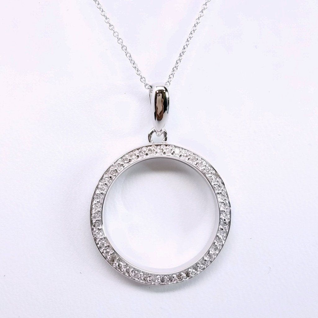 "pend01605" Diamond Circle Of Life Delicate Pendant Necklace