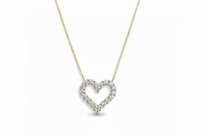 "PEND01042" Diamond Heart Pendant On A Chain in 14K Yellow Gold PEND01042