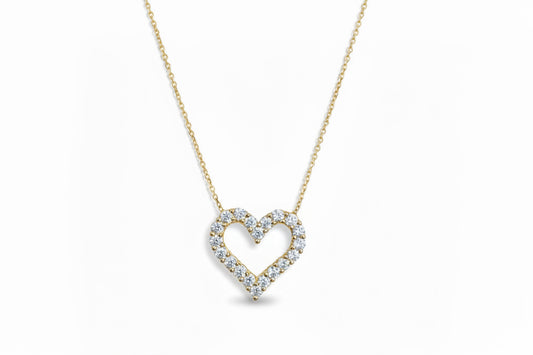 "PEND01042" Diamond Heart Pendant On A Chain in 14K Yellow Gold PEND01042