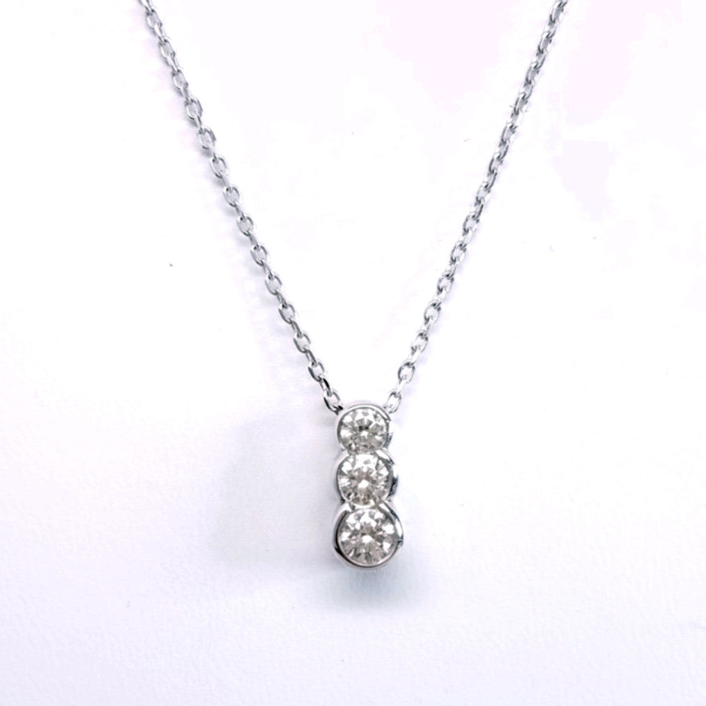 "PEND01182" Three Stone Diamond Pendant On A Chain