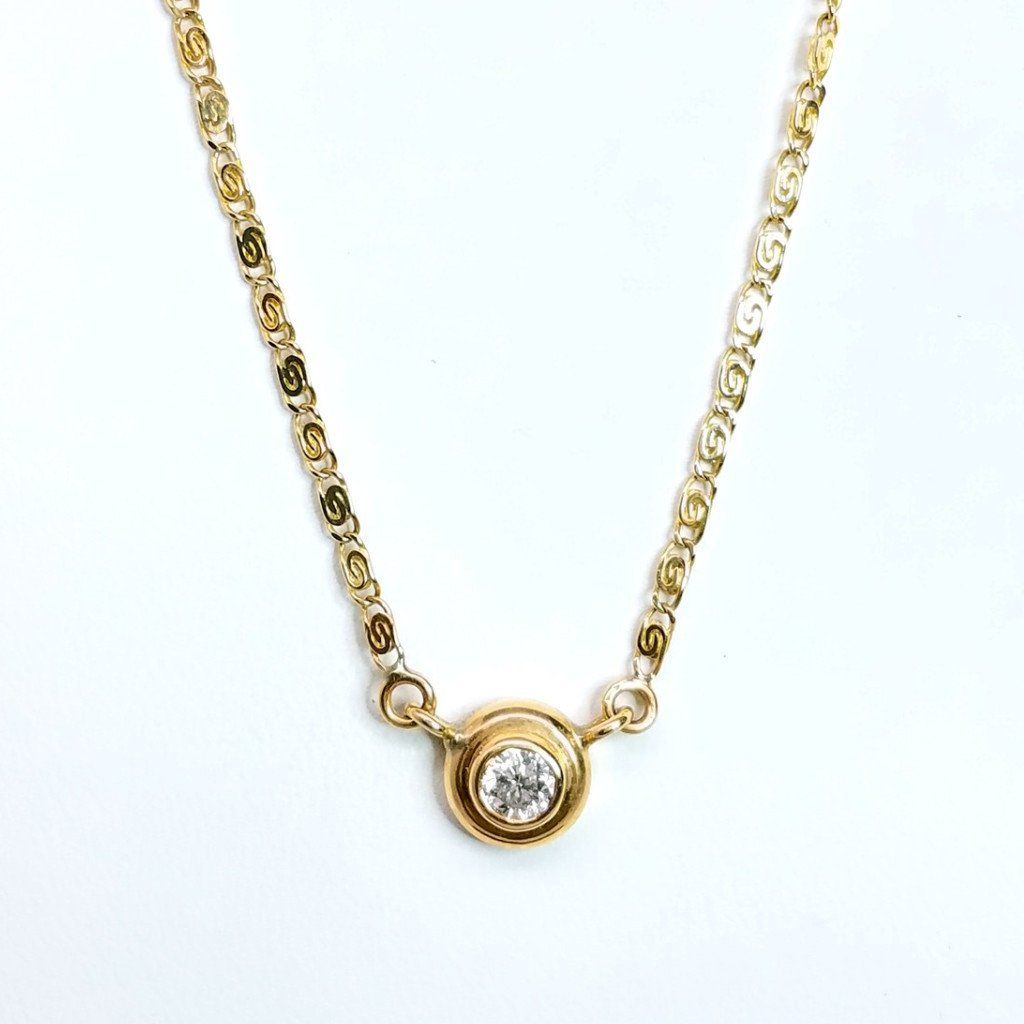 "PEND01263" ROUND DIAMOND NECKLACE 14K YELLOW GOLD