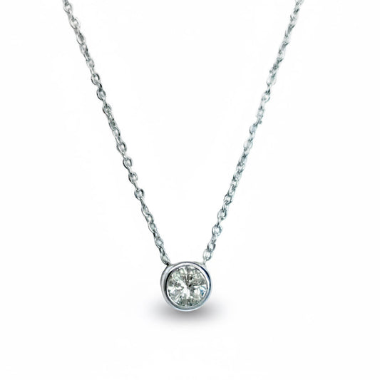 "PEND01056" ROUND DIAMOND NECKLACE 18K WHITE GOLD
