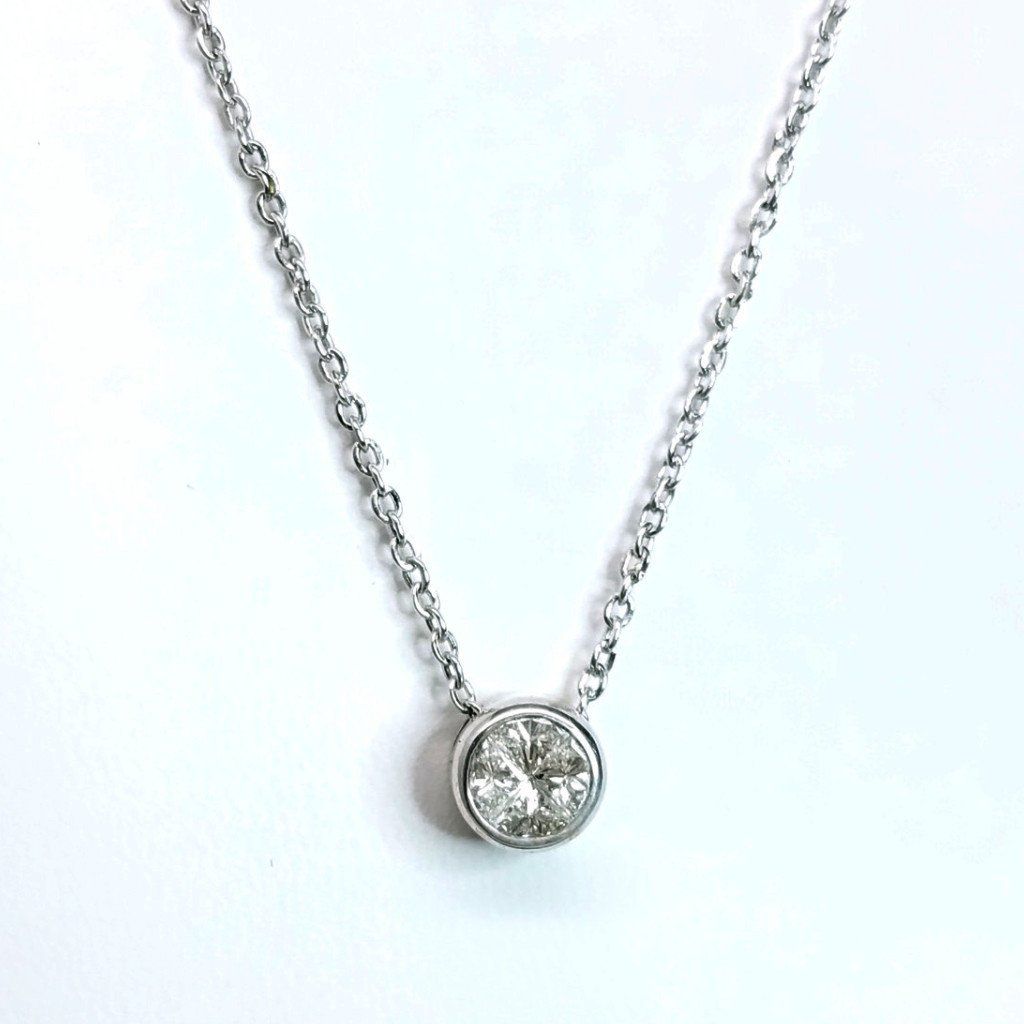 "PEND01056" ROUND DIAMOND NECKLACE 18K WHITE GOLD