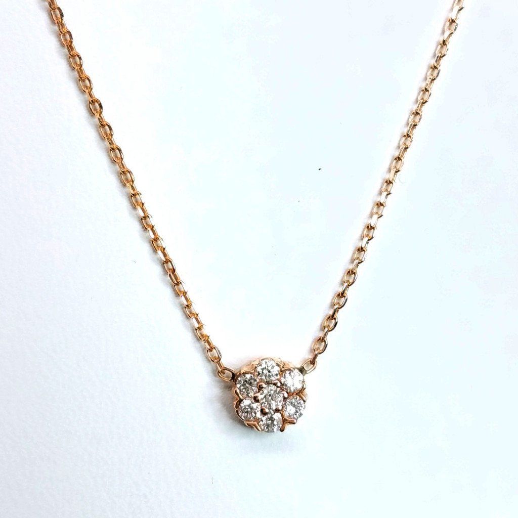"PEND01552" FLOWER SHAPED DIAMOND NECKLACE 14K ROSE GOLD