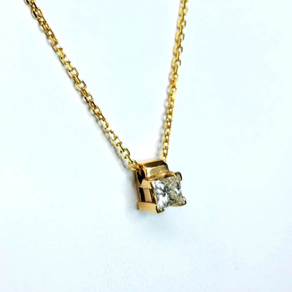 "PEND01184" SQUARE DIAMOND NECKLACE 14K YELLOW GOLD