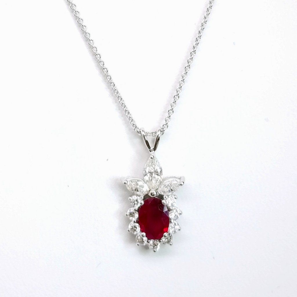 "PEND01537" Ruby & Diamond Pendant On A Chain