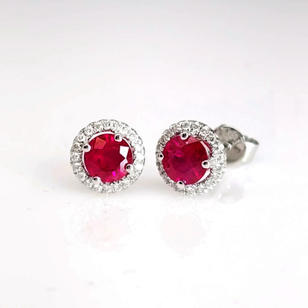 "EARR00537" Ruby Diamond Earrings Studs
