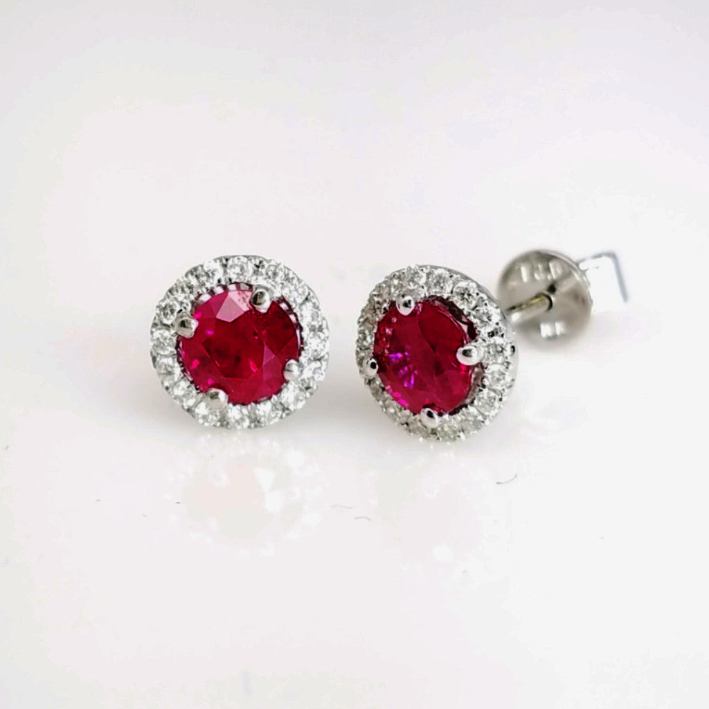 "EARR00615" Ruby And Diamond Earrings In 18k White Gold