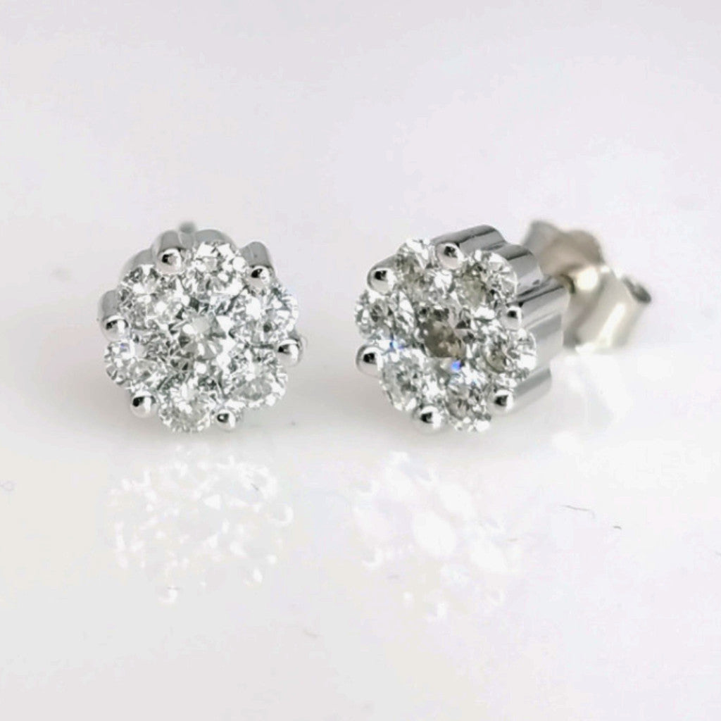 "EARR03361" 18K White Gold and Diamond Stud Earrings