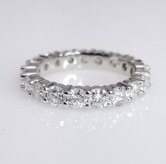 "ETNBD03039" Diamond Wedding Eternity Band Shared Prong Setting in 14K White Gold with White Brilliant Cut Diamonds ETNBD03039