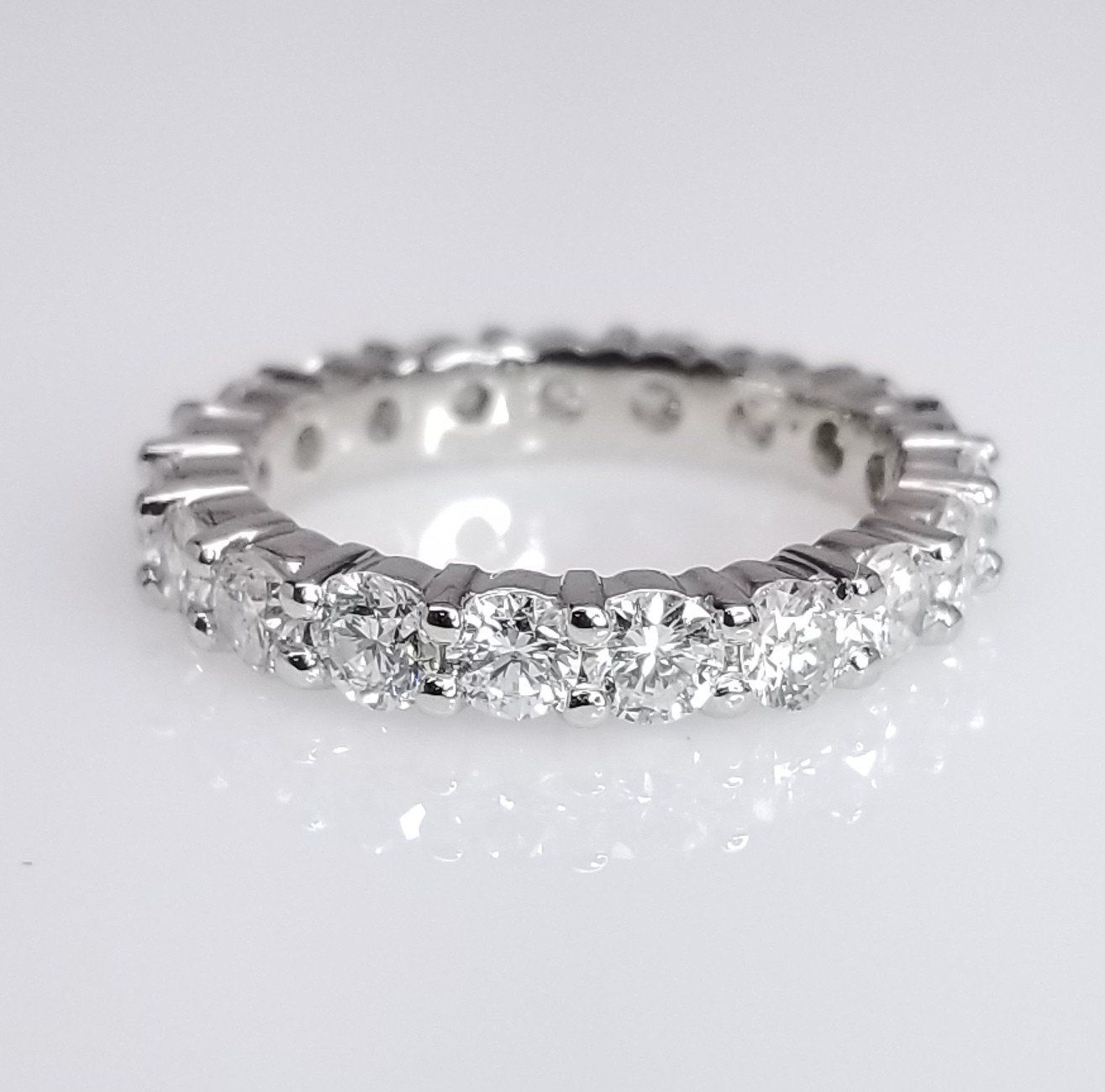 "ETNBD03039" Diamond Wedding Eternity Band Shared Prong Setting in 14K White Gold with White Brilliant Cut Diamonds ETNBD03039