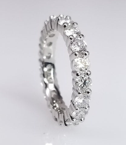 "ETNBD03039" Diamond Wedding Eternity Band Shared Prong Setting in 14K White Gold with White Brilliant Cut Diamonds ETNBD03039
