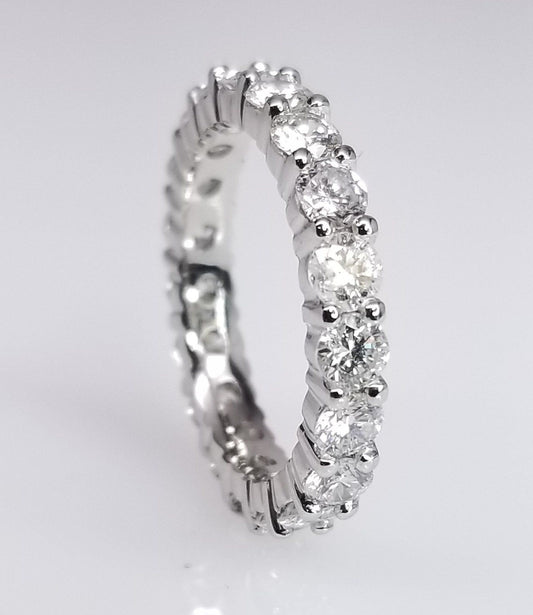 "ETNBD03039" Diamond Wedding Eternity Band Shared Prong Setting in 14K White Gold with White Brilliant Cut Diamonds ETNBD03039
