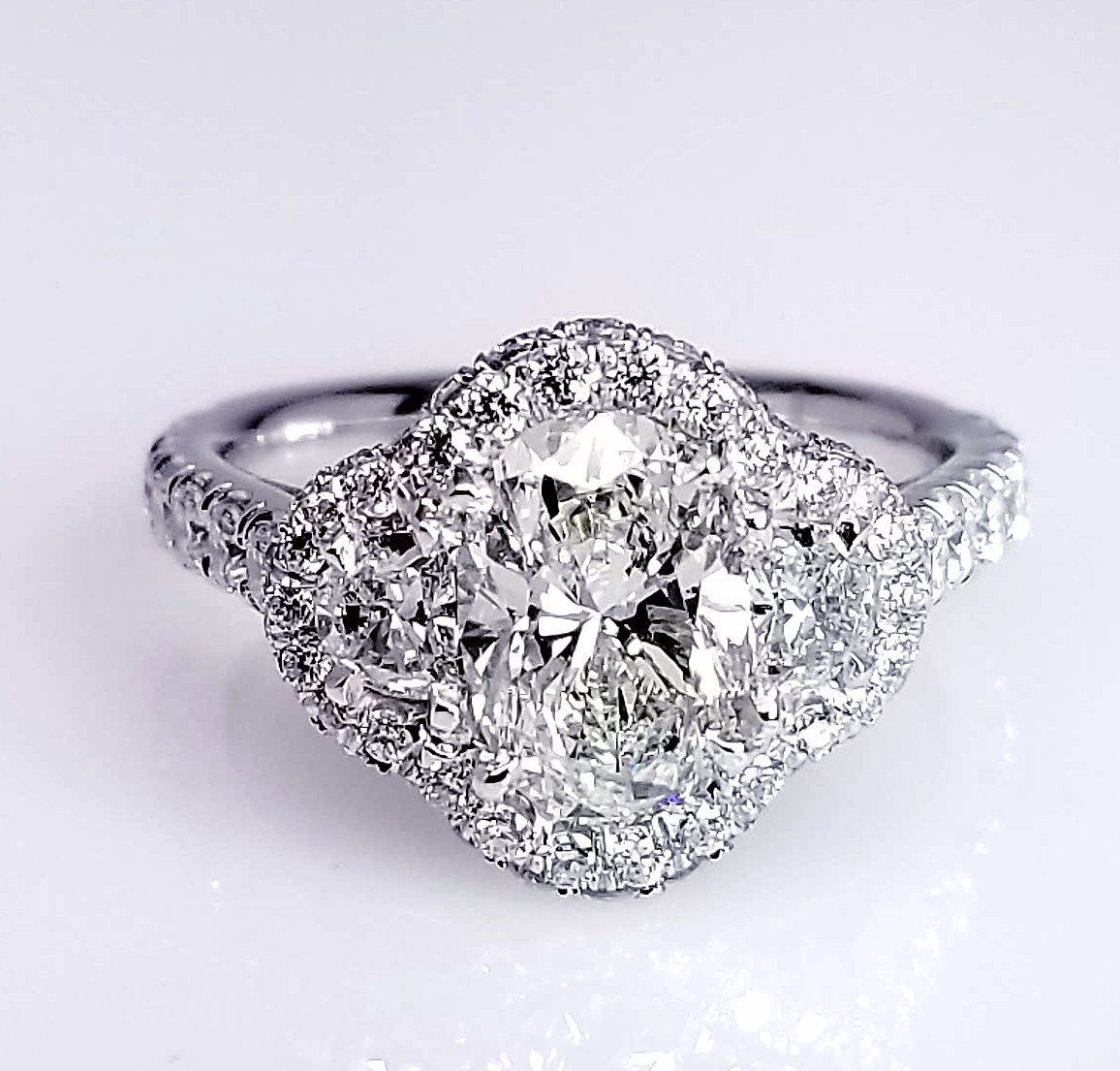 "ENGR02915" Oval Diamond Three Stone Diamond Ring