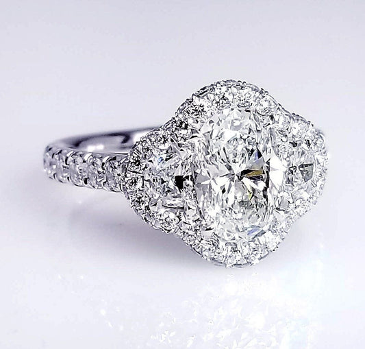 "ENGR02915" Oval Diamond Three Stone Diamond Ring