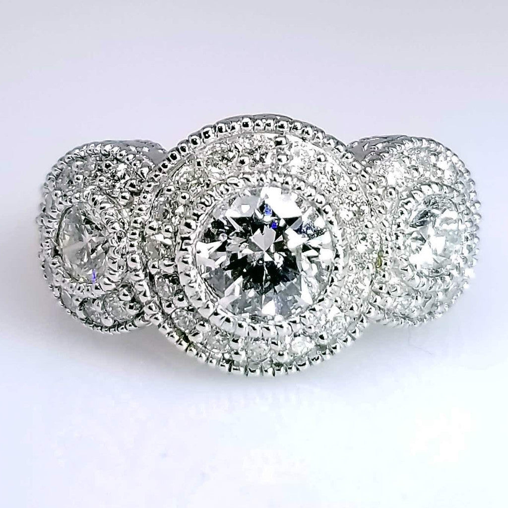 "ENGR01768" Three Stone Diamond Anniversary Ring