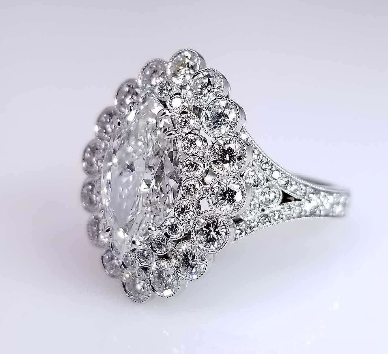 "ENGR02566" Exquisite Vintage Style Marquise Diamond Ring