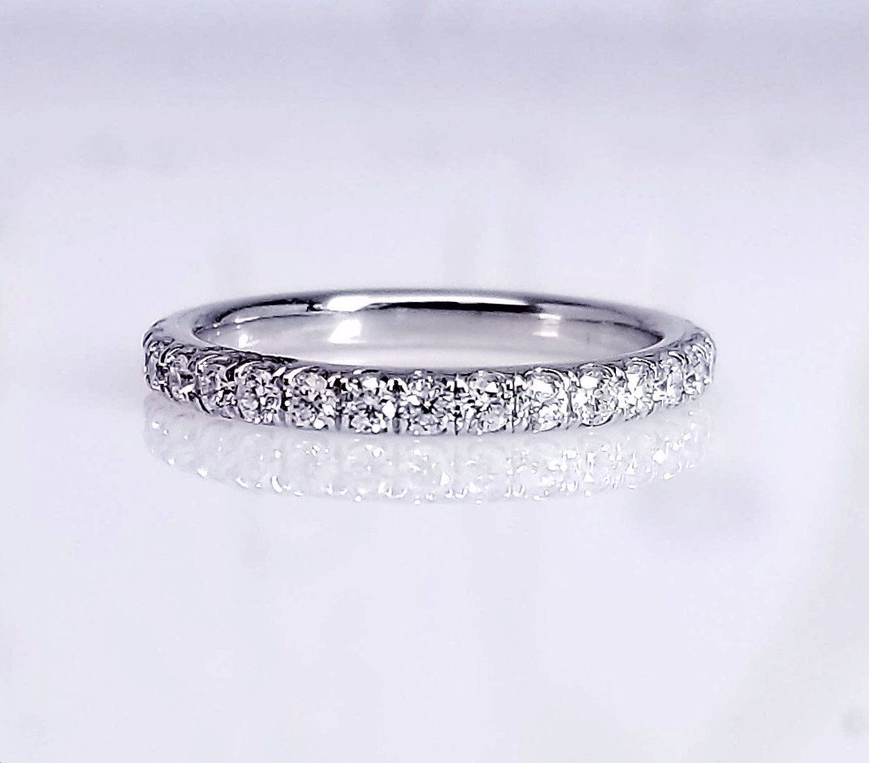"ETNBD01907" Extra Low Profile Pave Diamond Wedding Ring