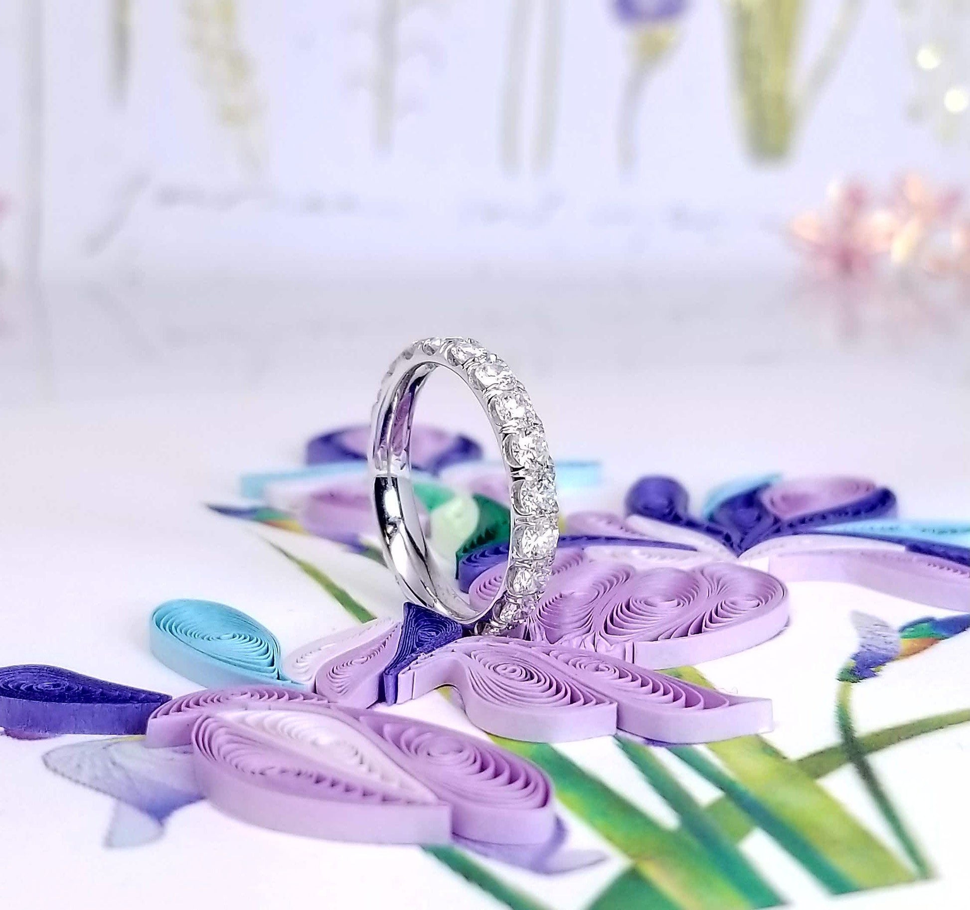 "ETNBD03014" French Pave Cut Down Diamond Ring