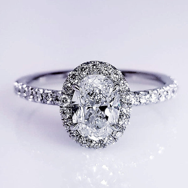 "ENGR03159" Platinum Oval Engagement Ring