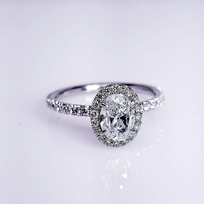 "ENGR03159" Platinum Oval Engagement Ring