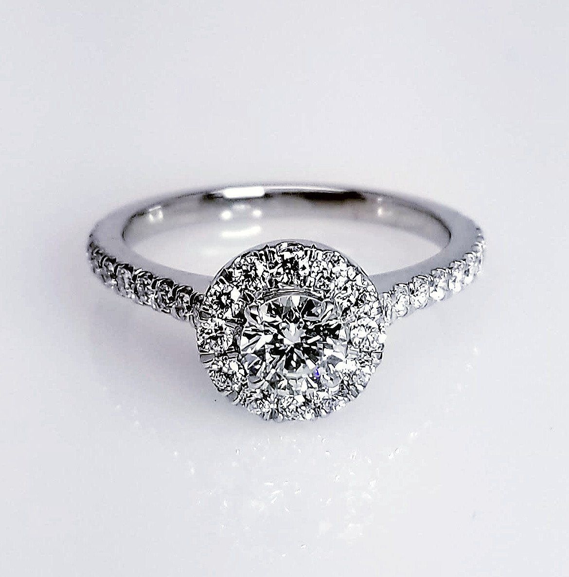 "ENGR03160" 0.41 Carat Round Diamond Halo Engagement Ring in Platinum