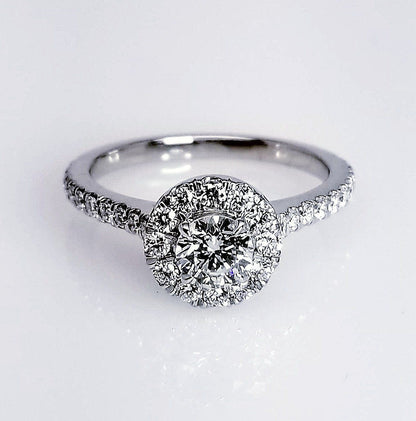 "ENGR03160" 0.41 Carat Round Diamond Halo Engagement Ring in Platinum