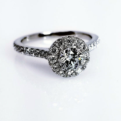 "ENGR03160" 0.41 Carat Round Diamond Halo Engagement Ring in Platinum