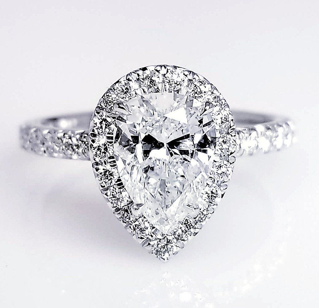 "ENGR03167" Pear Cut Halo Diamond Engagement Ring