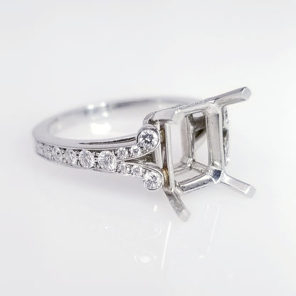 "ENGR01954" Vintage Inspired Diamond Setting For An Emerald Cut