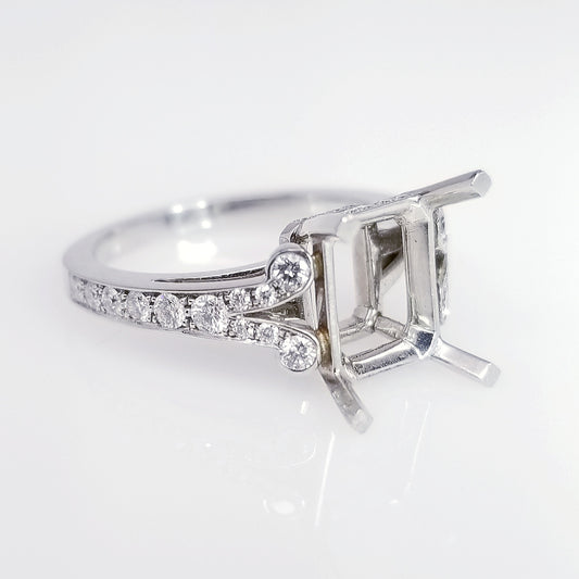 "ENGR01954" Vintage Inspired Diamond Setting For An Emerald Cut