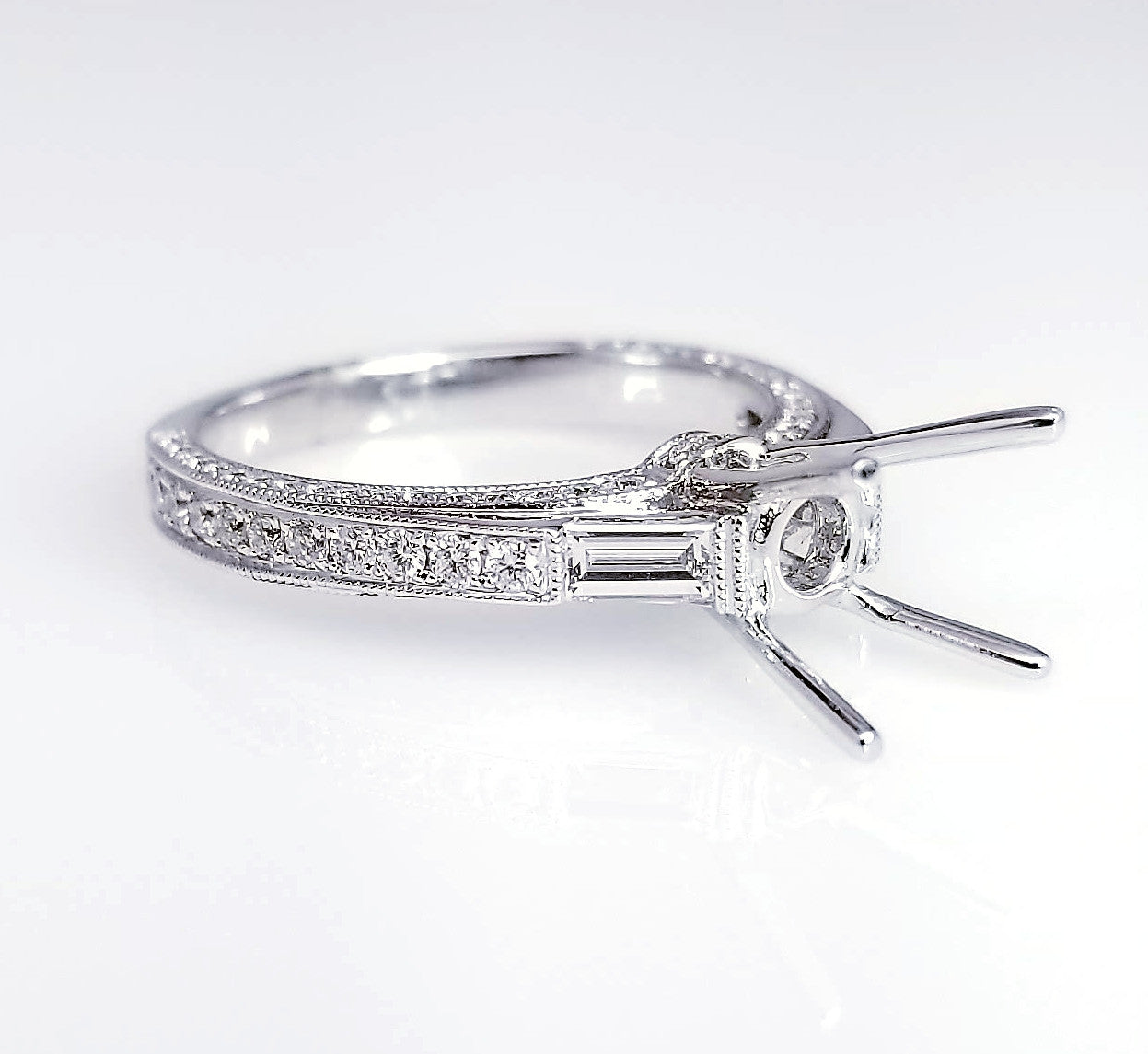 "ENGR01486" Antique Inspired Diamond Engagement Ring Setting