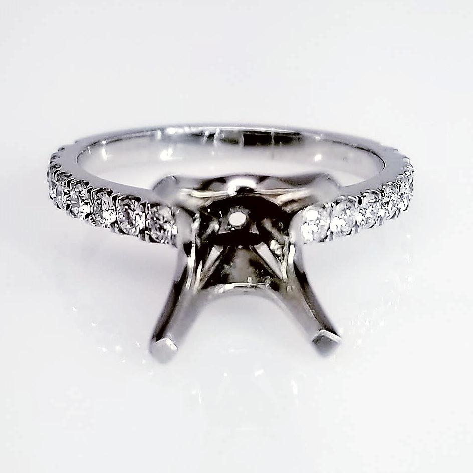 "ENGR02871" Solitaire French Pave Diamond Engagement Ring Setting