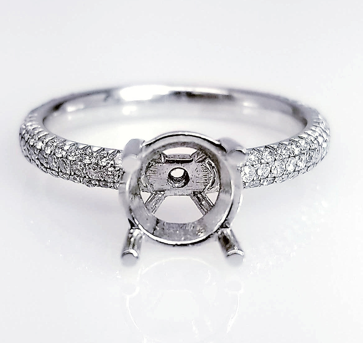 "ENGR02474" Three Row Royal Pave Diamond Engagement Ring Setting