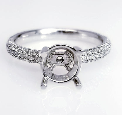 "ENGR02474" Three Row Royal Pave Diamond Engagement Ring Setting
