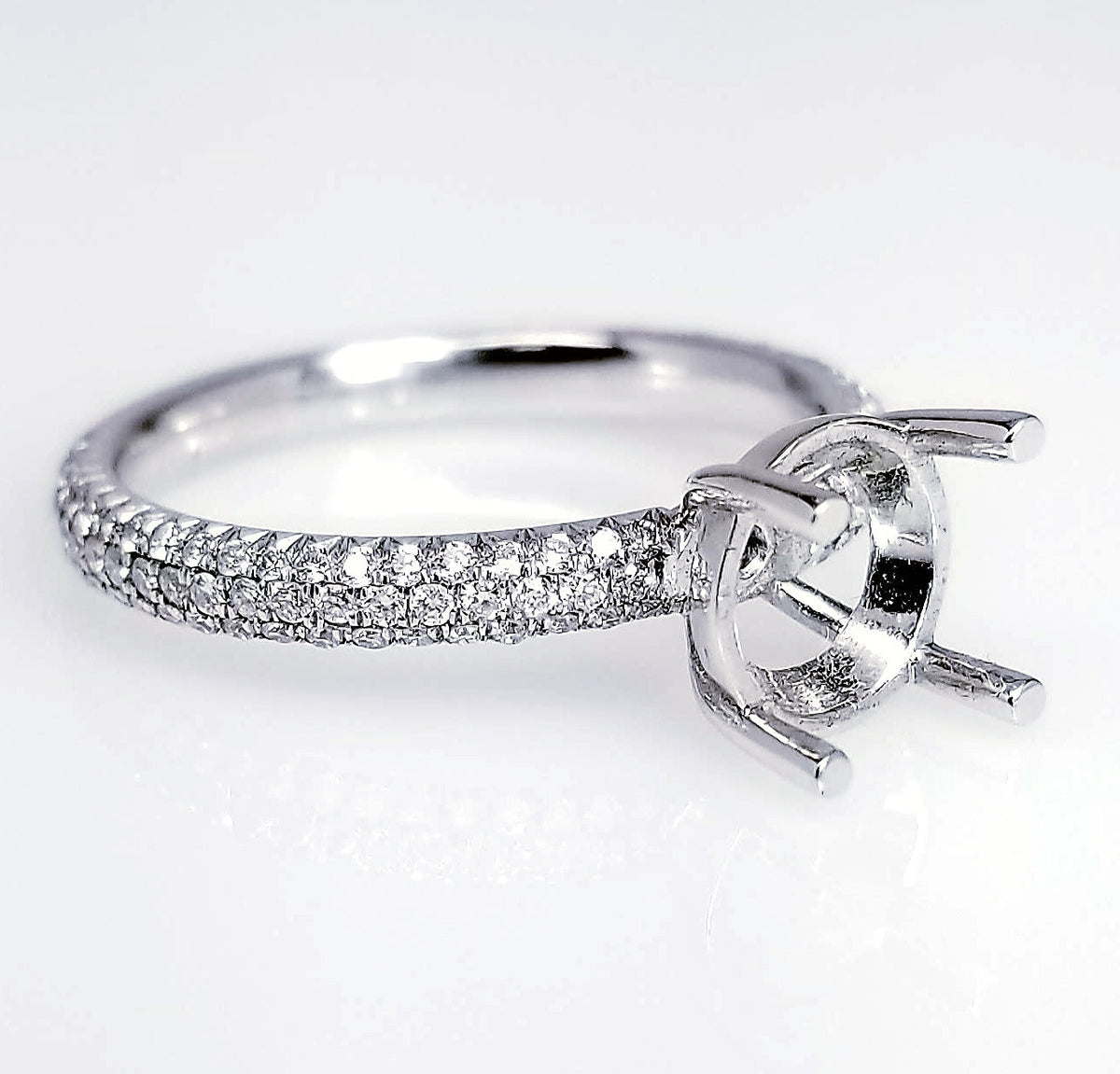 "ENGR02474" Three Row Royal Pave Diamond Engagement Ring Setting