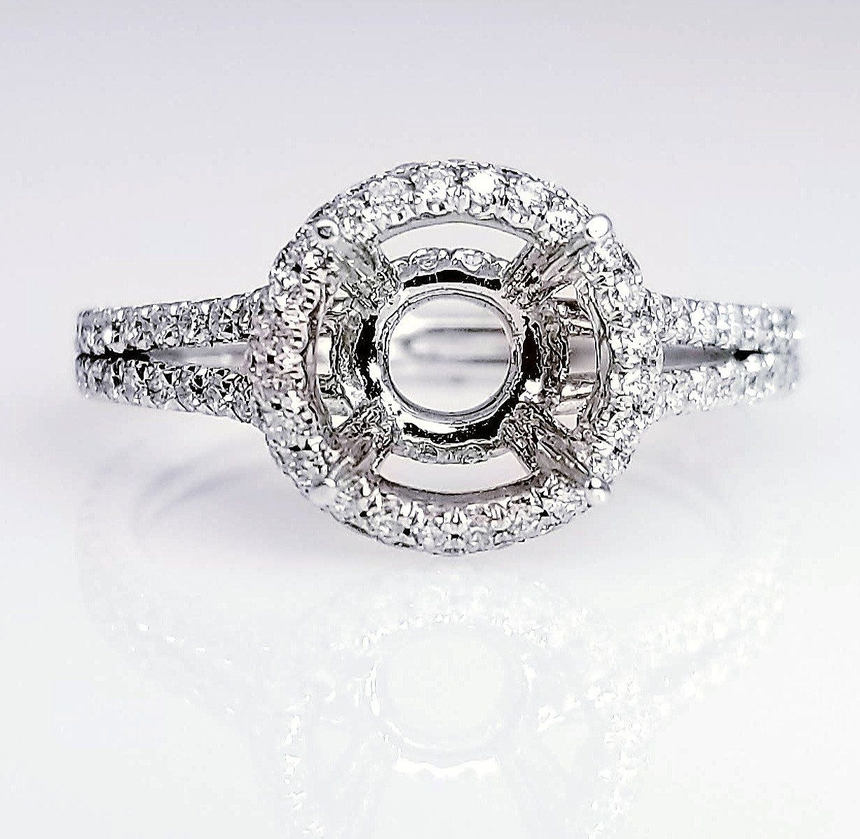 "ENGR03173" Halo Diamond Setting With Split Shank