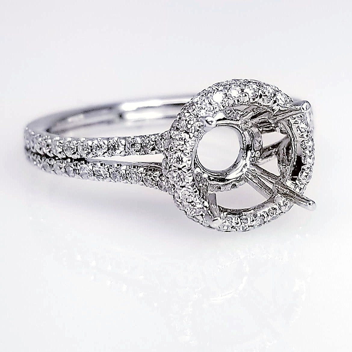 "ENGR03173" Halo Diamond Setting With Split Shank