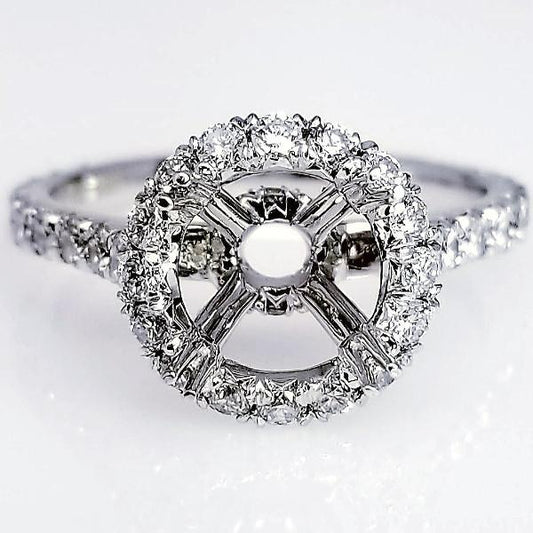 "ENGR03172" Round Halo Diamond Engagement Ring Setting