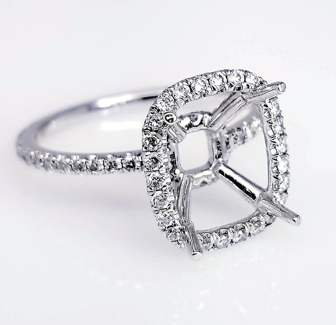 "ENGR03170" Delicate Diamond Halo Engagement Ring Setting