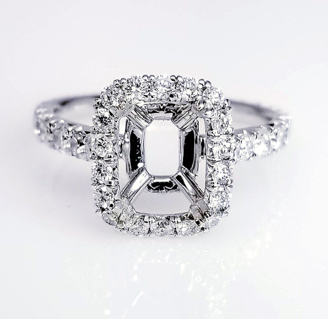 "ENGR03170" French Pave Diamond Halo Engagement Ring Setting