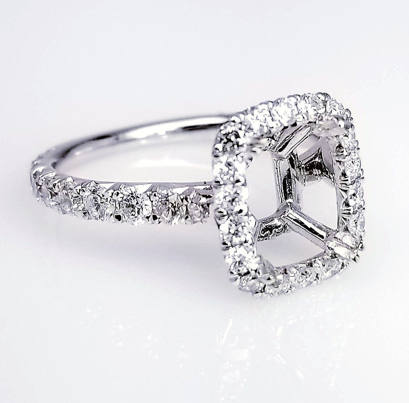 "ENGR03170" French Pave Diamond Halo Engagement Ring Setting
