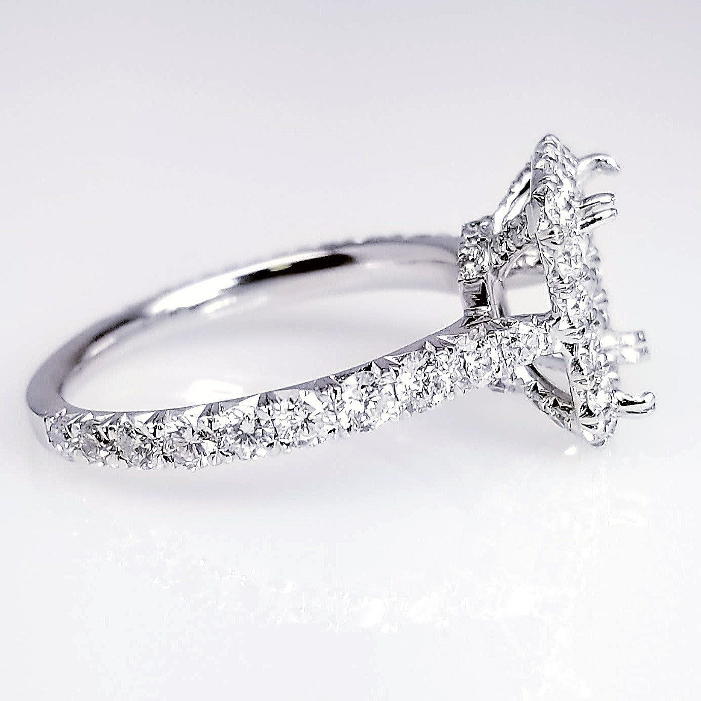 "ENGR03170" French Pave Diamond Halo Engagement Ring Setting