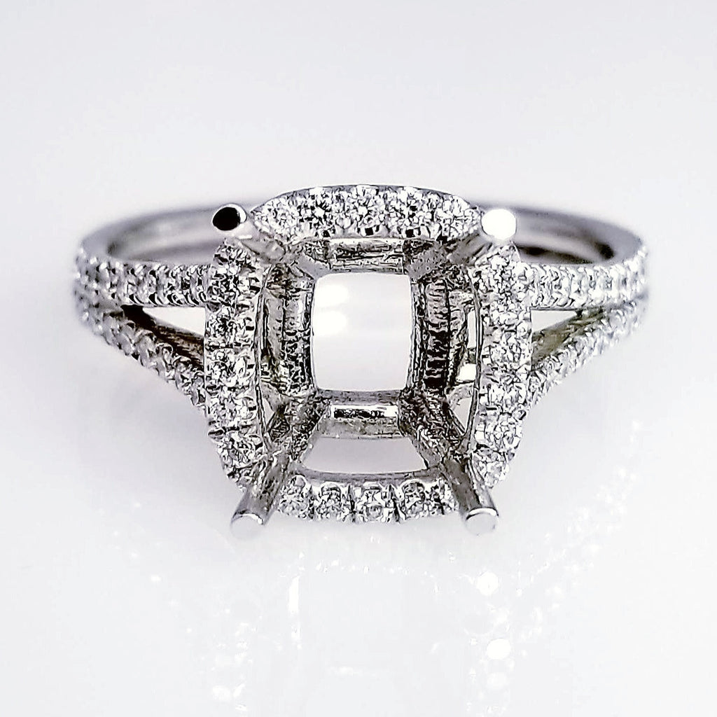 Soft Square Diamond Halo Engagement Ring Setting in 14K White Gold, 0. –  Sziro Jewelry
