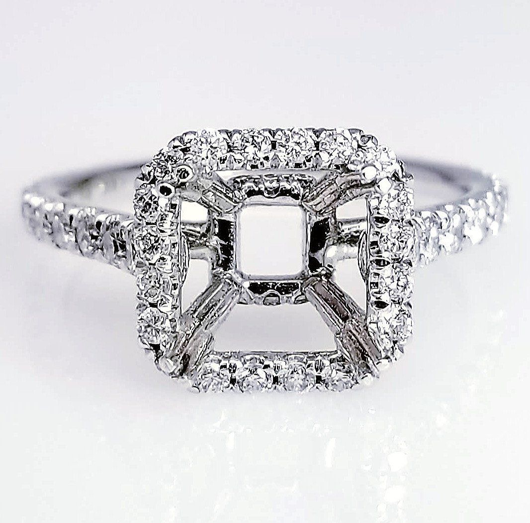 "ENGR03174" Double Prong Scoop Pave Diamond Engagement Ring Setting