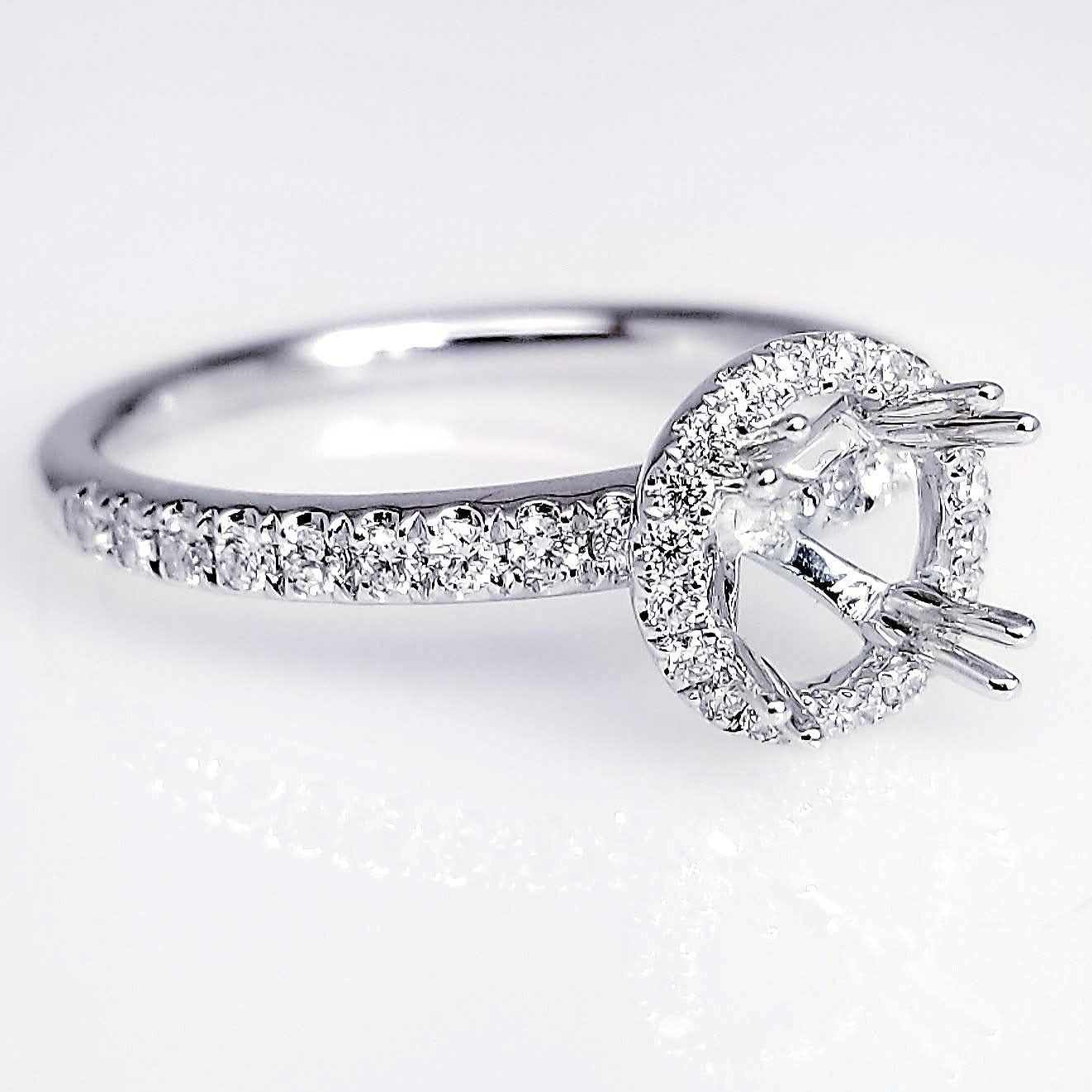 "ENGR03112" Delicate Scoop Pave Diamond Halo Engagement Ring Mounting