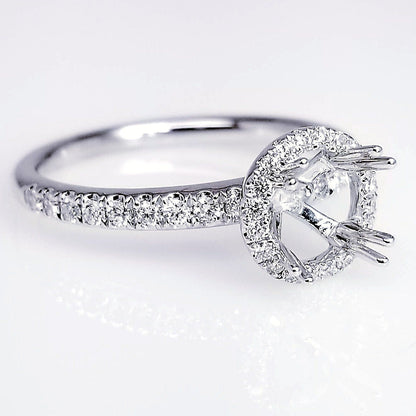 "ENGR03112" Delicate Scoop Pave Diamond Halo Engagement Ring Mounting